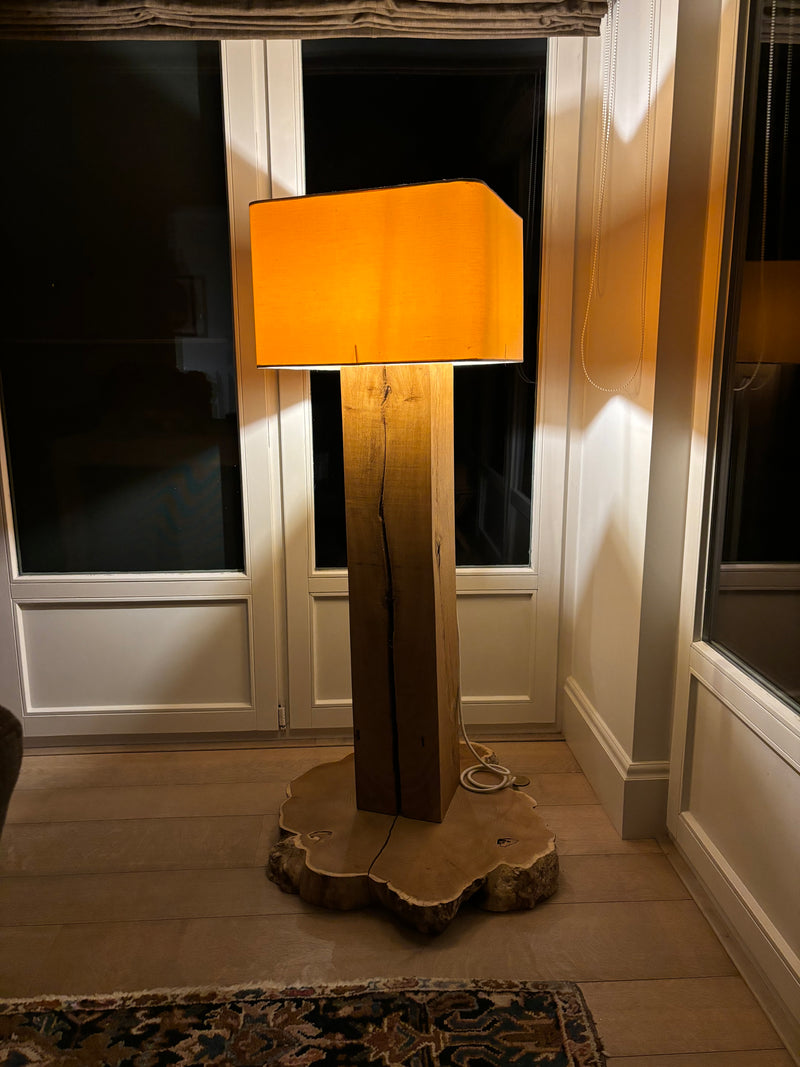 Oak standing lamp